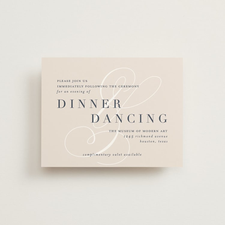 "Fresh Monogram" - Reception Cards in Latte by Lauren Chism - Front