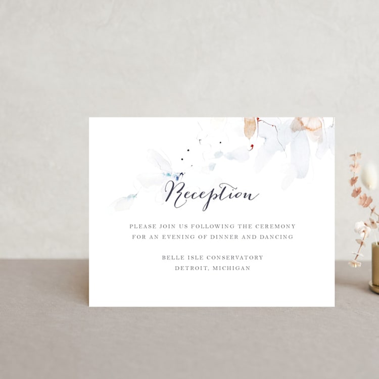 "Petale" - Reception Cards in Blush by Kelly Ventura - Front