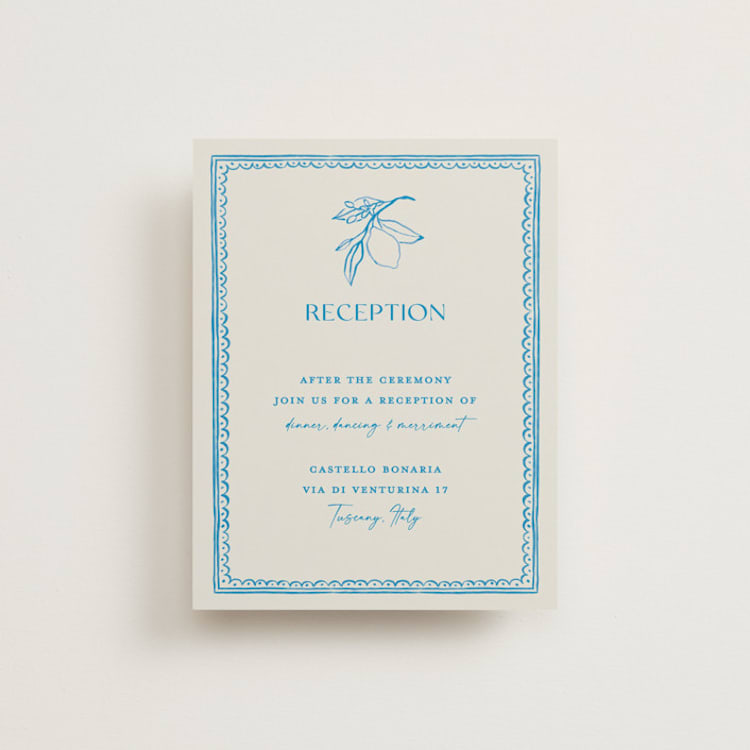 "Mediterraneo" - Reception Cards in Ocean by Pati Cascino - Front