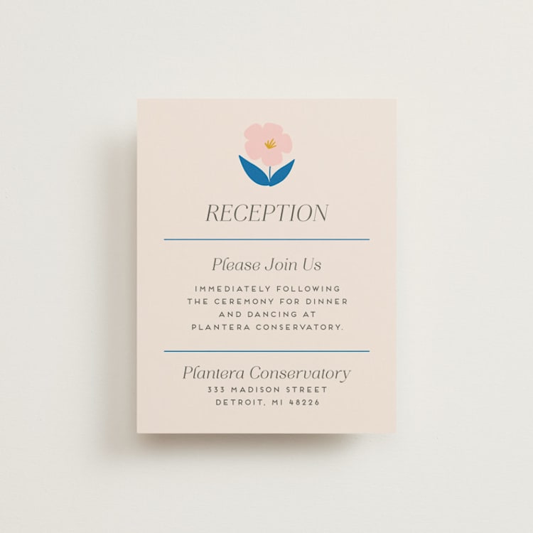 "Blossoms Abound" - Reception Cards in Cobalt by Genna Blackburn - Front