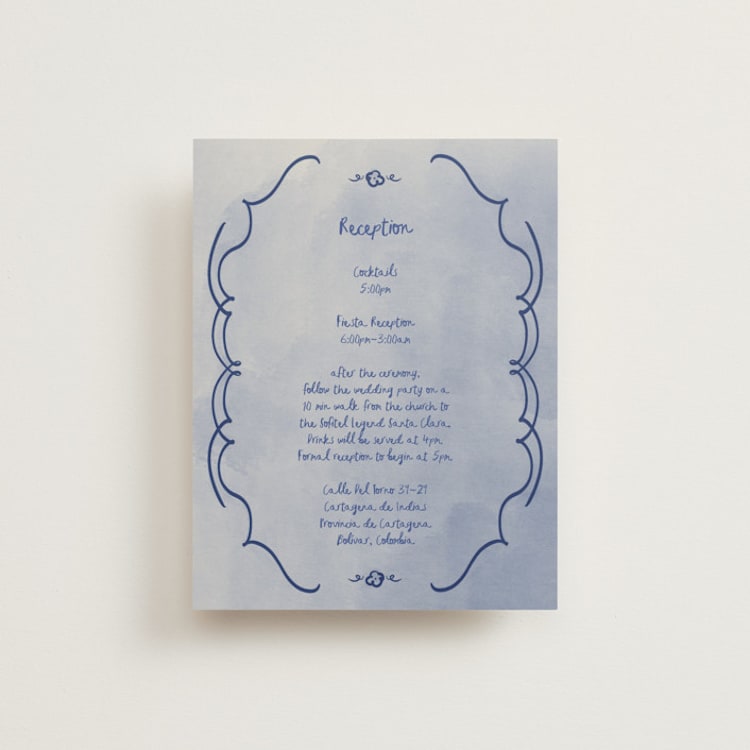 "Santa Catalina" - Reception Cards in Marseille Bleu by Ani Somi - Front