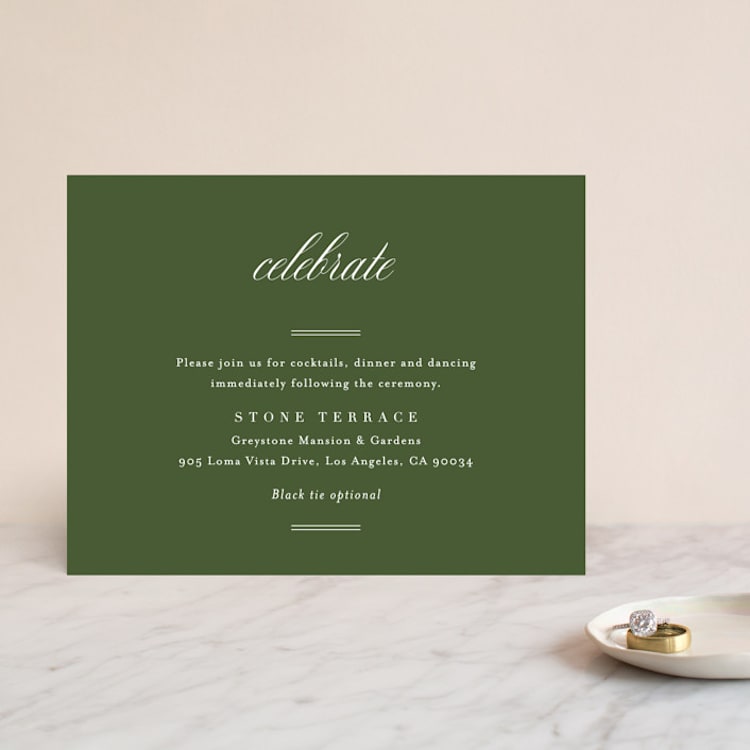 "Ensconce" - Reception Cards in Leaf by Kristie Kern - Front