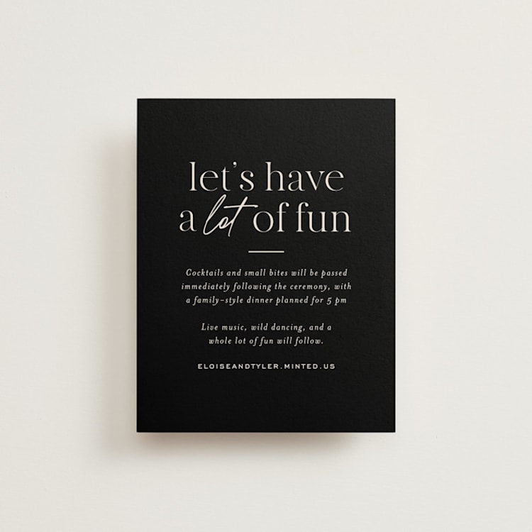 "Little party big love" - Reception Cards in Noir by Jessica Corliss - Front