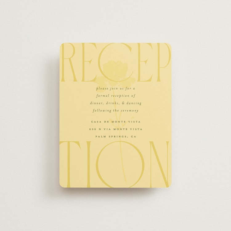 "Bloom" - Reception Cards in Island Citrus by Morgan Kendall - Front