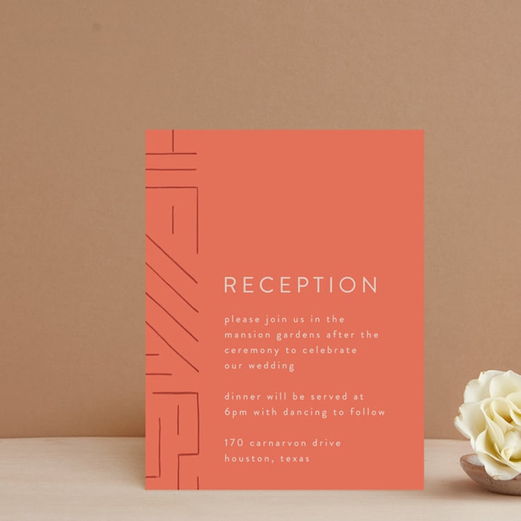 "Lines" - Reception Cards in Melon by JeAnna Casper - Front