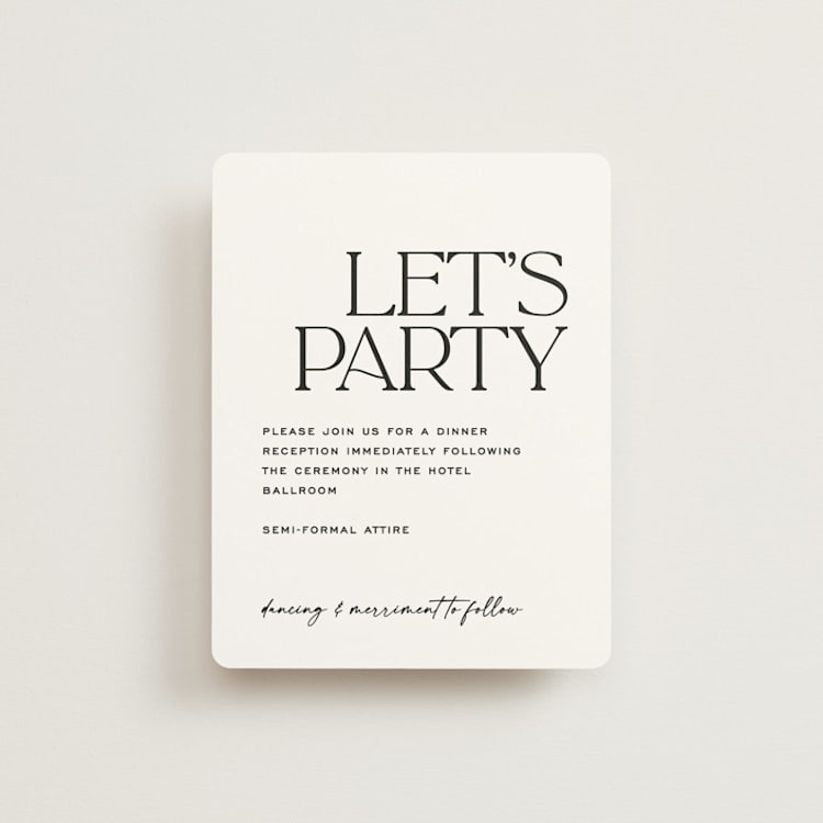 "Casual" - Reception Cards in Pearl by Owl and Toad - Front