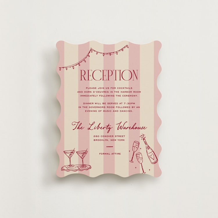 "Thompson" - Reception Cards in Rose by Jennifer Lew - Front
