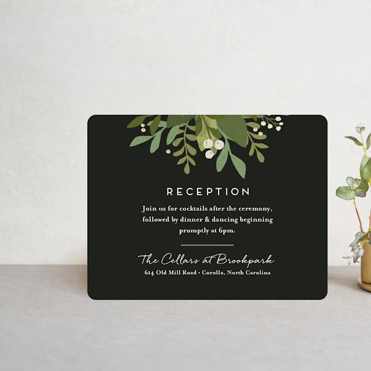 "Laurel of Greens" - Reception Cards in Midnight by Jennifer Wick - Front