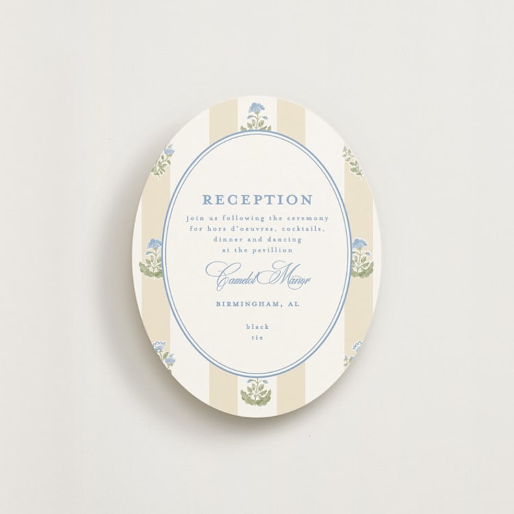 "Patterned florals" - Reception Cards in Powder by Creo Study - Front