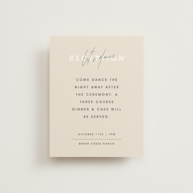 "True North" - Reception Cards in Olive You More by Design Lotus - Front