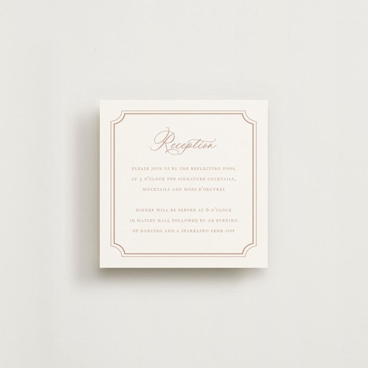 "Avery" - Reception Cards in Dusty Pink by Jennifer Postorino - Front