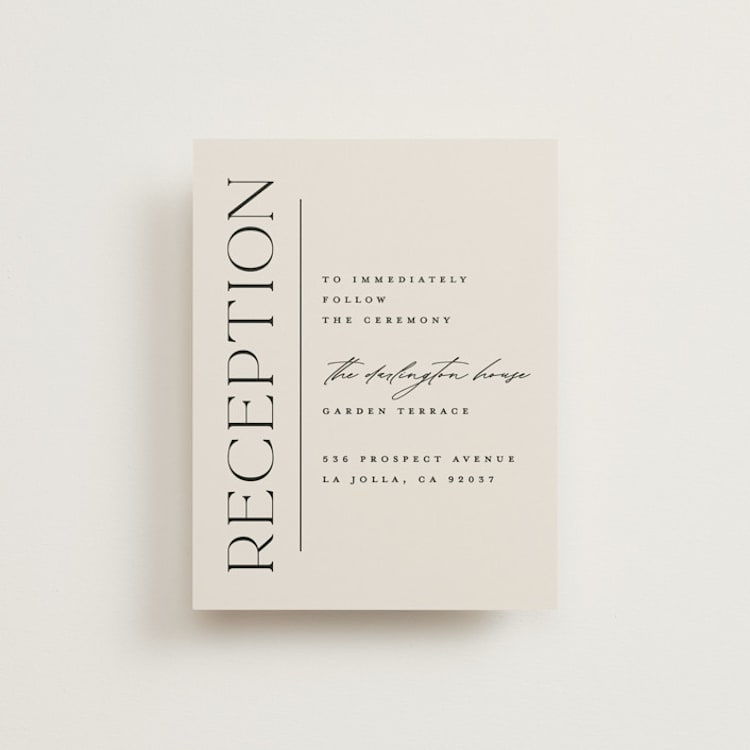 "Modern Monogram" - Reception Cards in Ecru by Erica Krystek - Front
