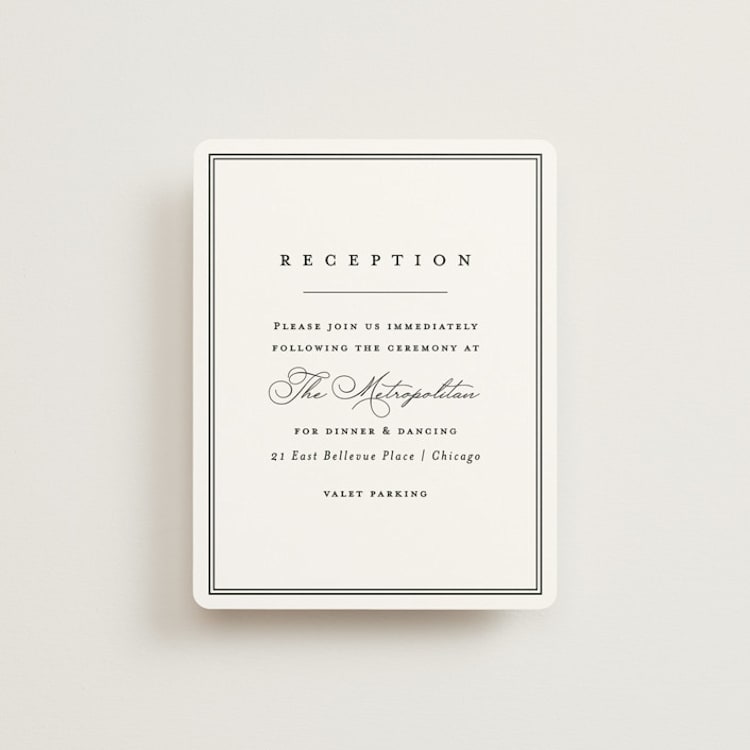 "Overlapping" - Reception Cards in Noir by Amy Kross - Front