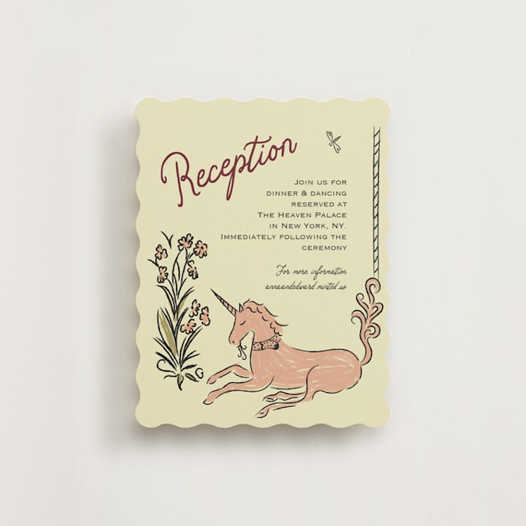 "Love Rests in a Garden" - Reception Cards in Pomegranate by Helena Vitto - Front