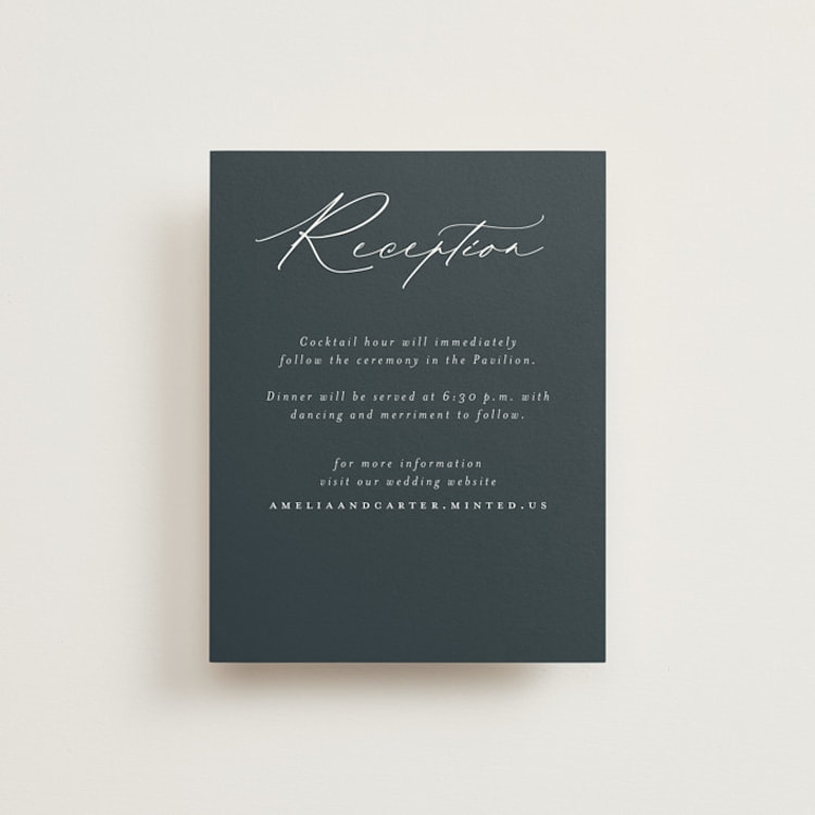 "Modern Vintage" - Reception Cards in Jade by Emily Betts - Front