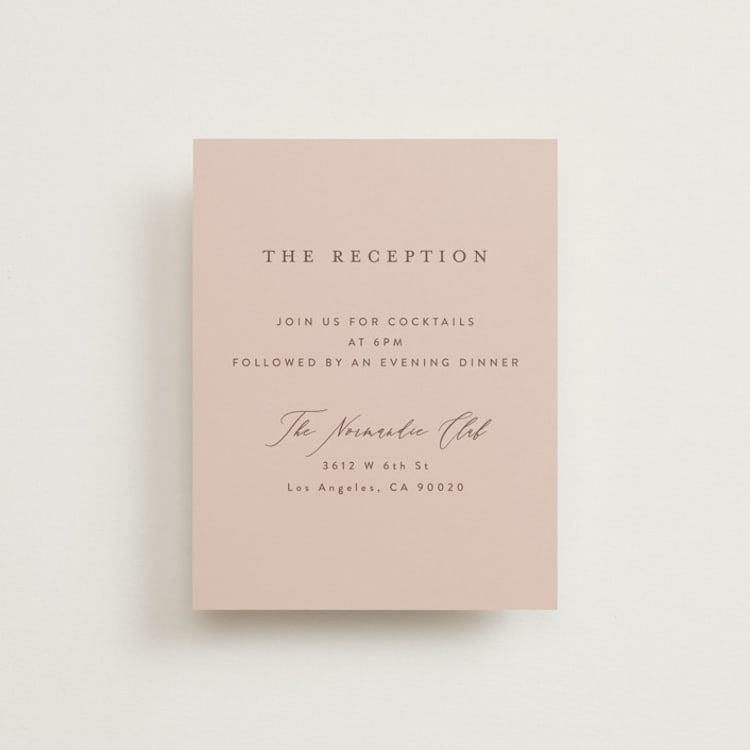 "Delicate monogram" - Reception Cards in Blush by Lucrecia Caporale - Front