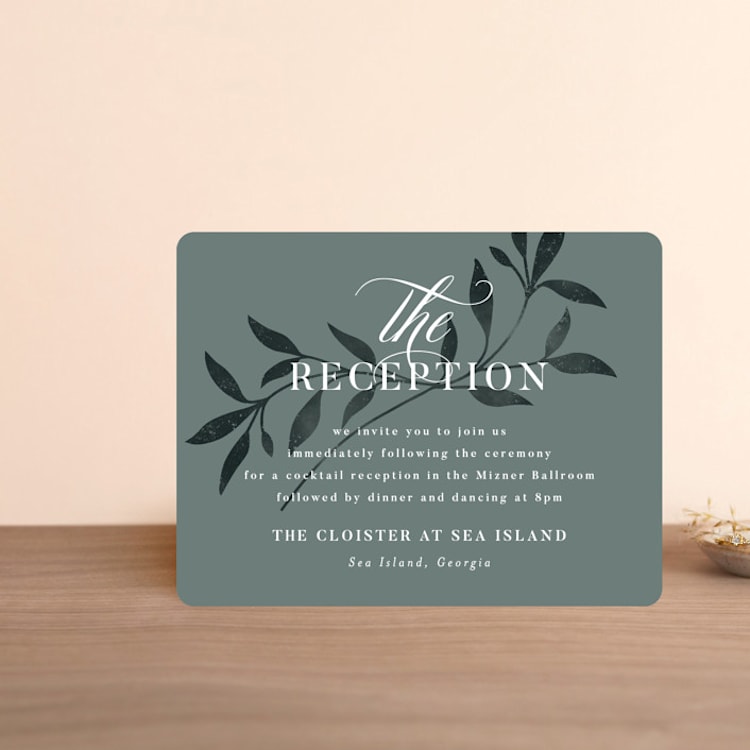 "Serafina" - Reception Cards in Sage by Melanie Kosuge - Front