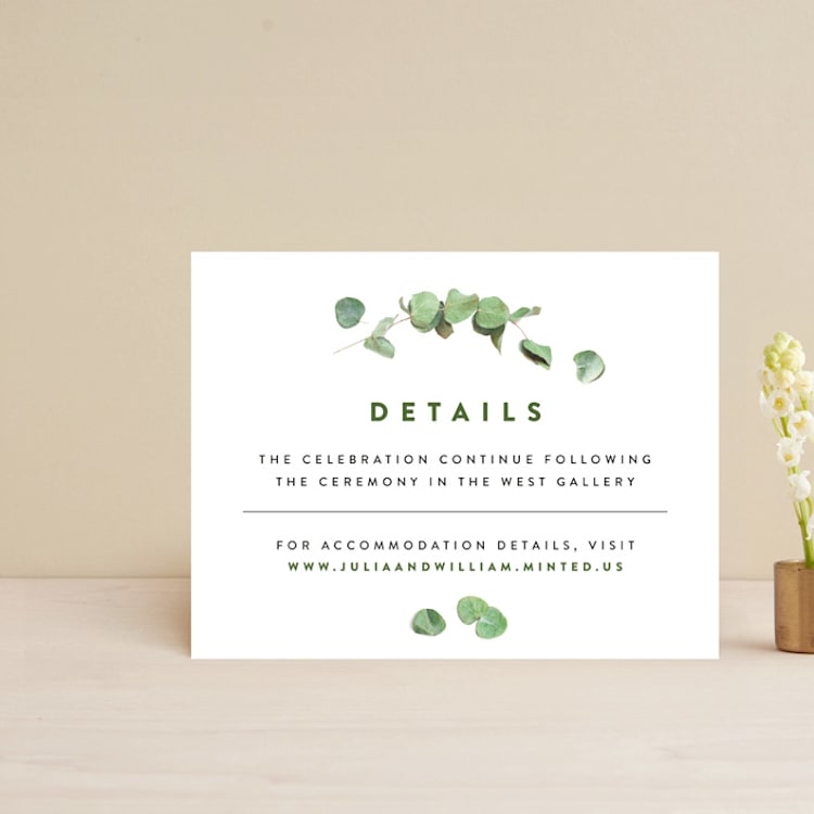 "Leaf Arc" - Reception Cards in Sage by Ariel Rutland - Front