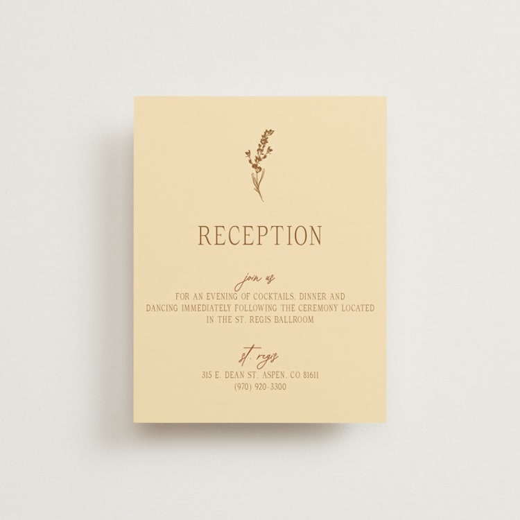 "Classic and Floral" - Reception Cards in Bark by Jen Ramsey - Front