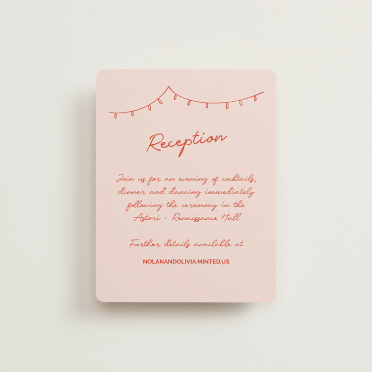 "Party On!" - Reception Cards in Sangria Spark by Zove Ahhh - Front