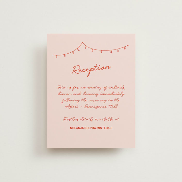 "Party On!" - Reception Cards in Sangria Spark by Zove Ahhh - Front