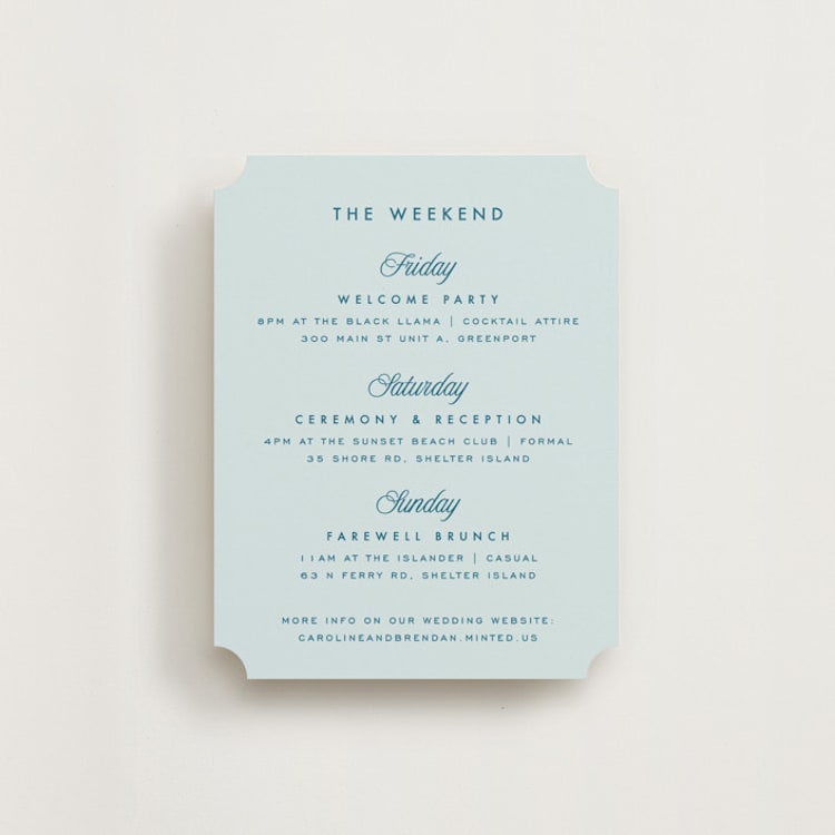 "Coast" - Reception Cards in Ocean by Kelly Schmidt - Front