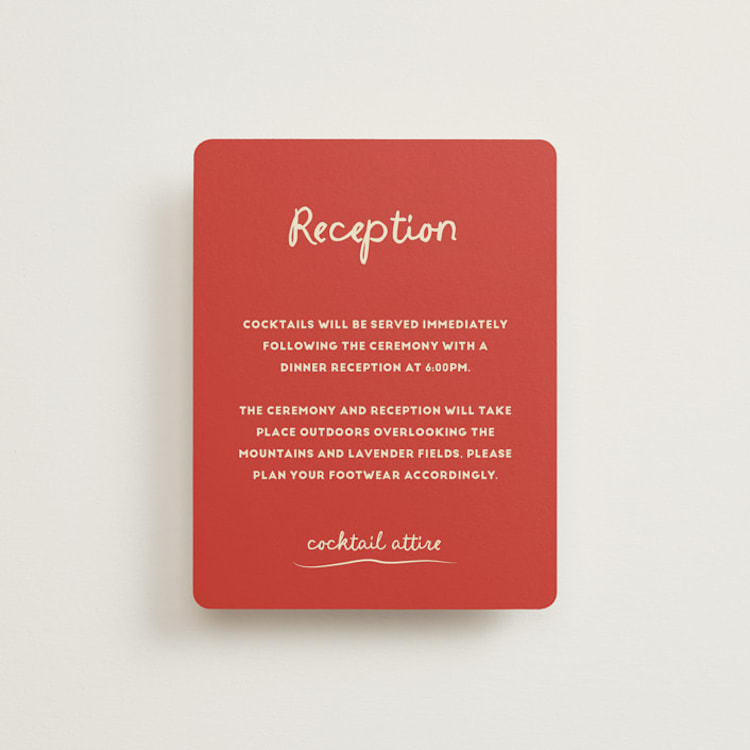 "Big Heart Wedding" - Reception Cards in Cherry by Ani Somi - Front