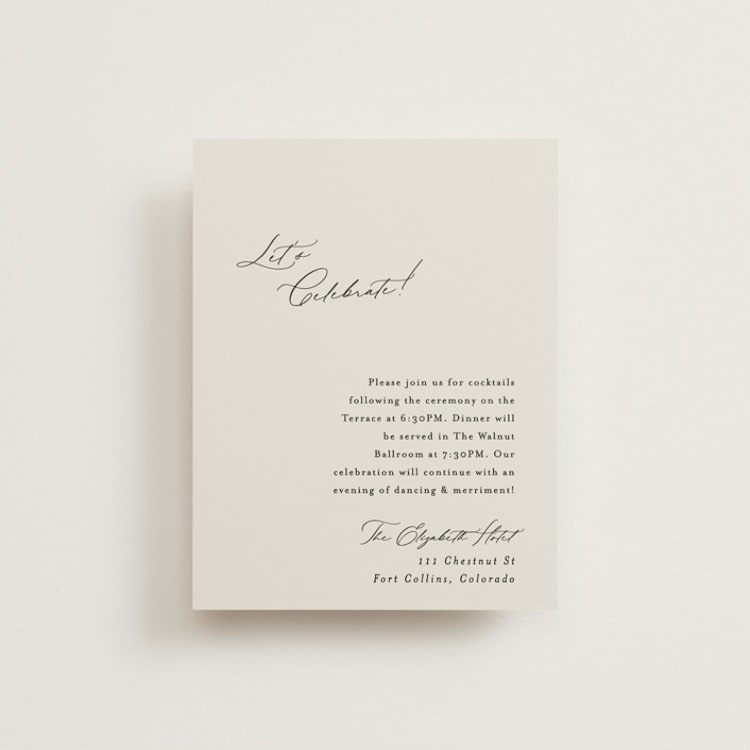 "kinkaid" - Reception Cards in Ivory by Carolyn Nicks - Front