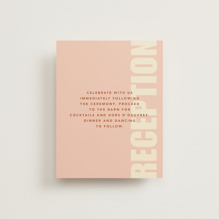 "Typographical Poster" - Reception Cards in Blush by Stacey Day - Front