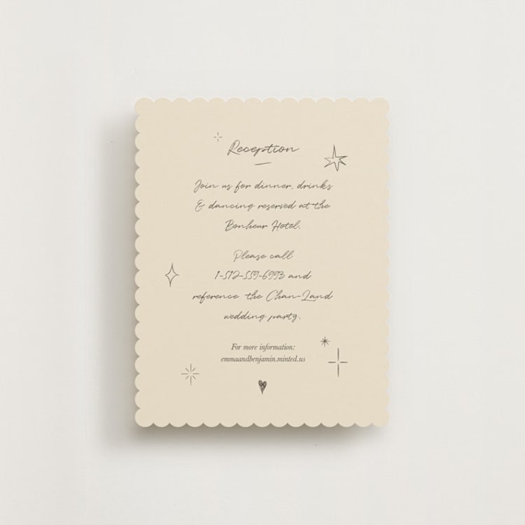 "The Swan" - Reception Cards in Buttercream by Helena Vitto - Front