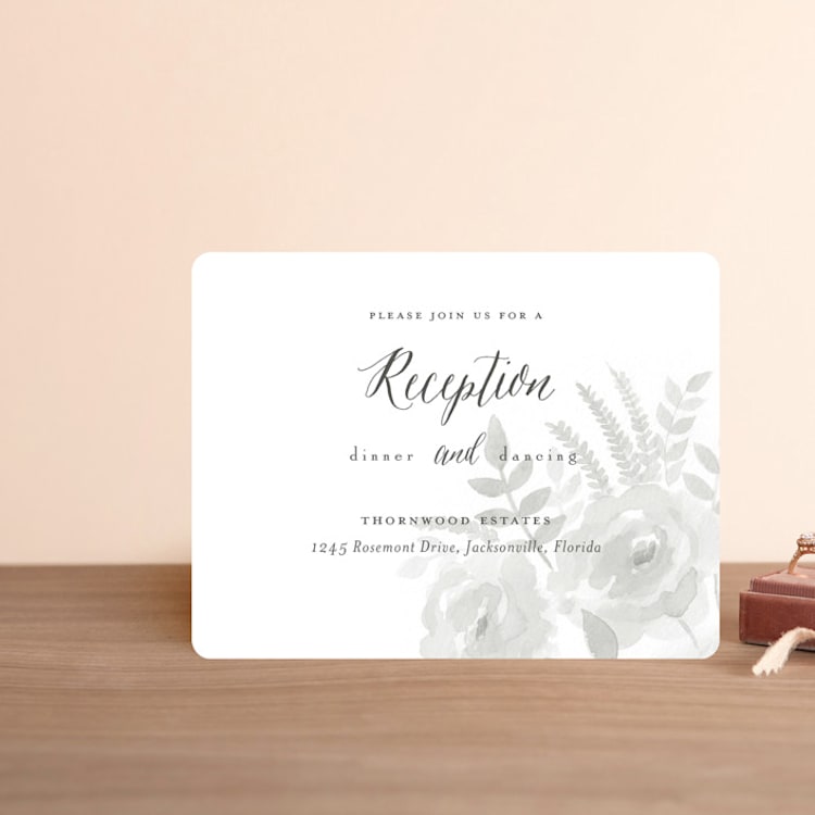 "Watercolor Floral" - Reception Cards in Fog by Jill Means - Front