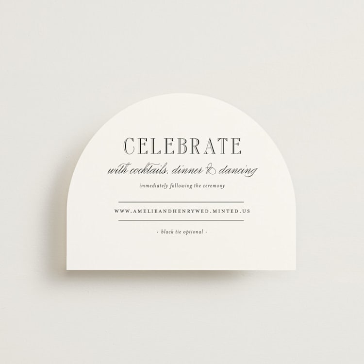 "Hepburn" - Reception Cards in Tuxedo by Megan Davis - Front