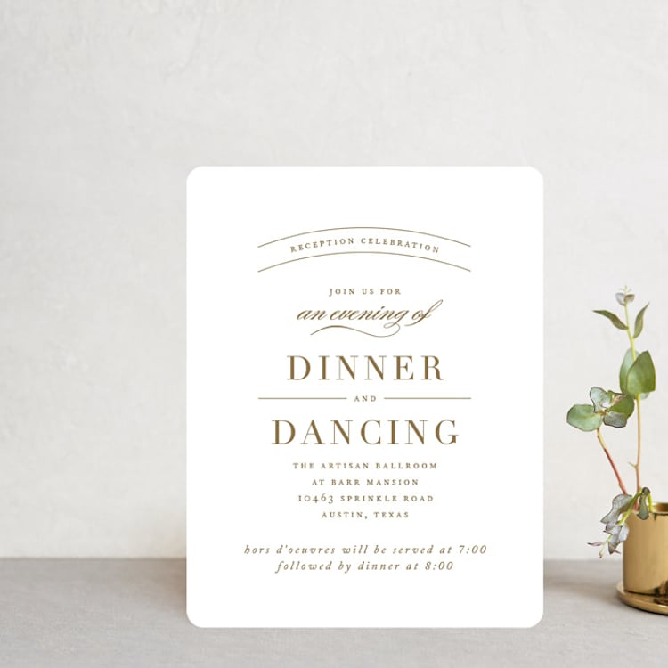 "divine" - Reception Cards in Gilded Gold by Jennifer Postorino - Front