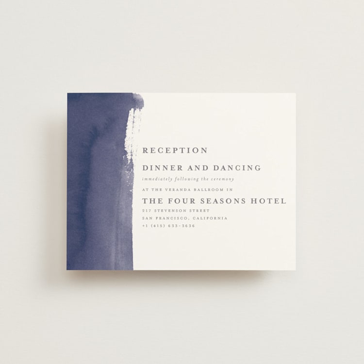 "Love" - Reception Cards in Navy by Shannon Chen of Four Wet Feet Studio - Front
