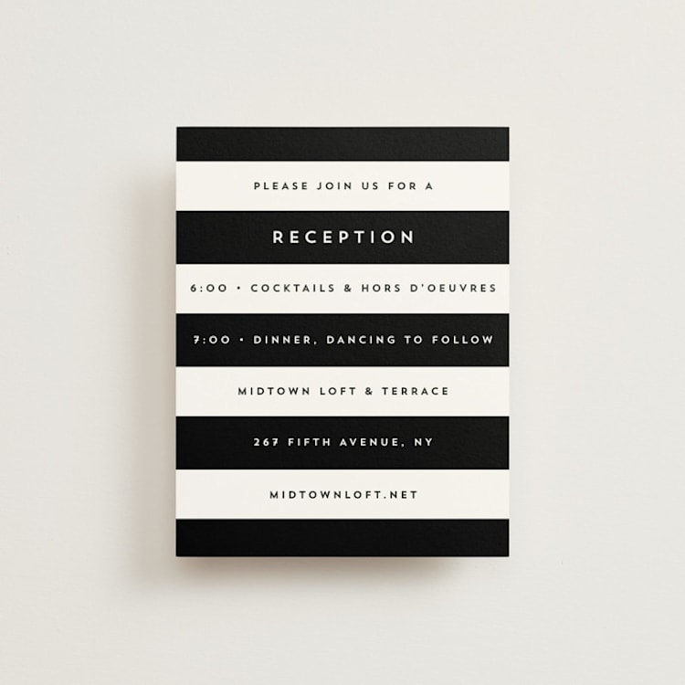 "Elan" - Reception Cards in Tuxedo by Griffinbell Paper Co. - Front