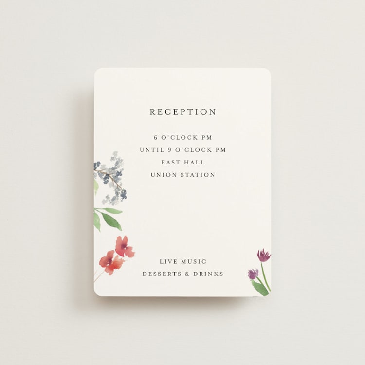 "Spring Wildflowers" - Reception Cards in Floral by Mere Paper - Front