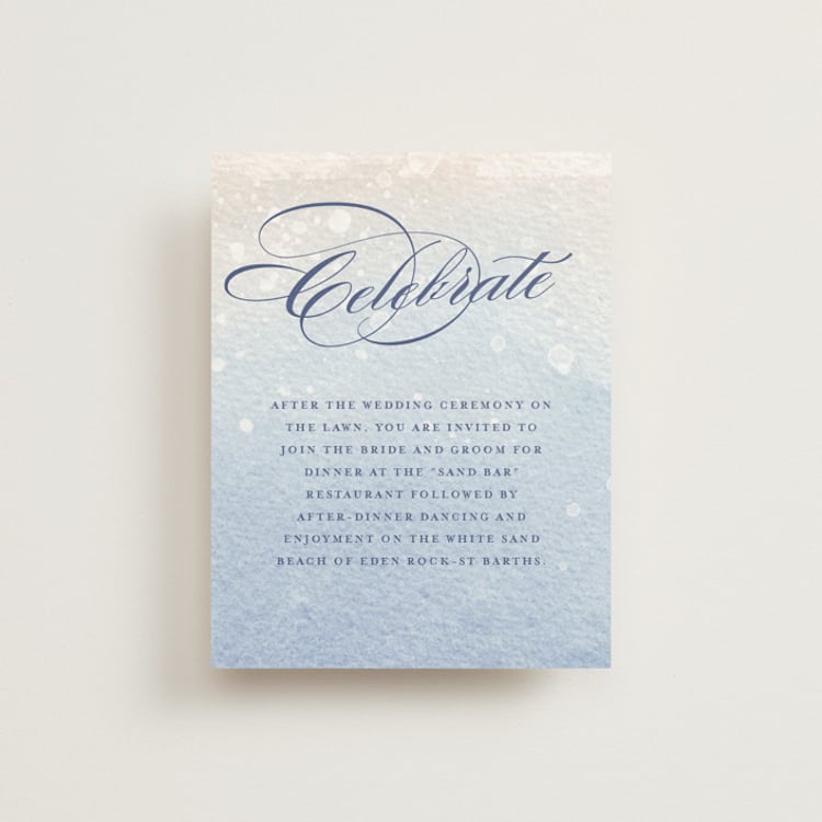 "Beachy" - Reception Cards in Ocean by Rebecca Daublin - Front