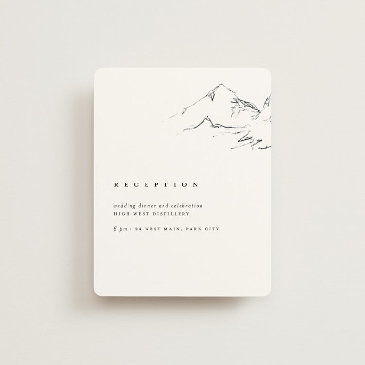 "Sketched Mountains" - Reception Cards in Snow by Mere Paper - Front