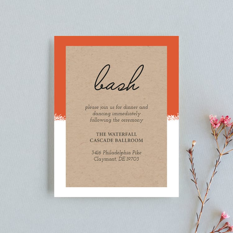 "Joyfully Ever After" - Reception Cards in Tangerine by Faith Harlow - Front