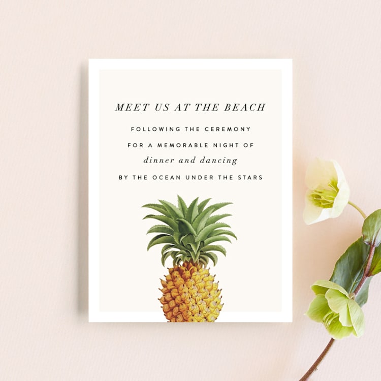 "Party in Paradise" - Reception Cards in Pineapple by Erin Hodges - Front