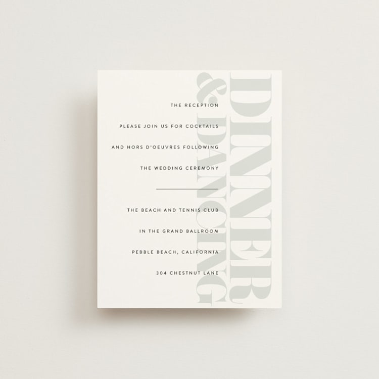 "His and Hers" - Reception Cards in Dusk by Erin Deegan - Front