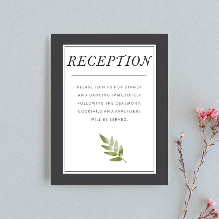 "Watercolor Leaf" - Reception Cards in Porcelain by Hanna M - Front