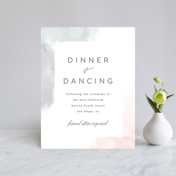 "Sea Froth" - Reception Cards in Blush by Creo Study - Front