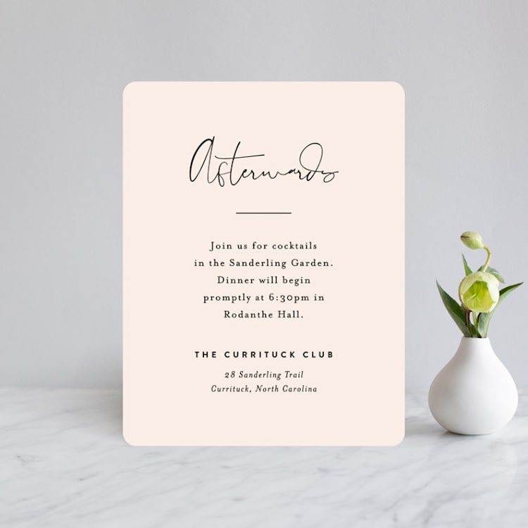 "Just the Two of Us" - Reception Cards in Blush by Jennifer Wick - Front