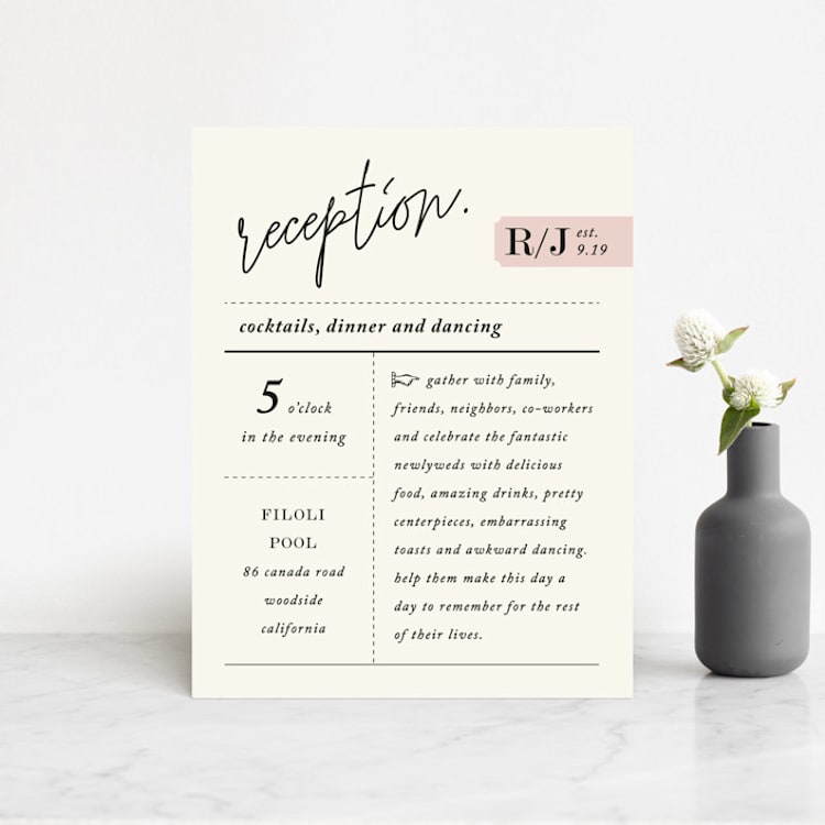 "A Storybook Wedding" - Reception Cards in Blush by Katy Shen - Front