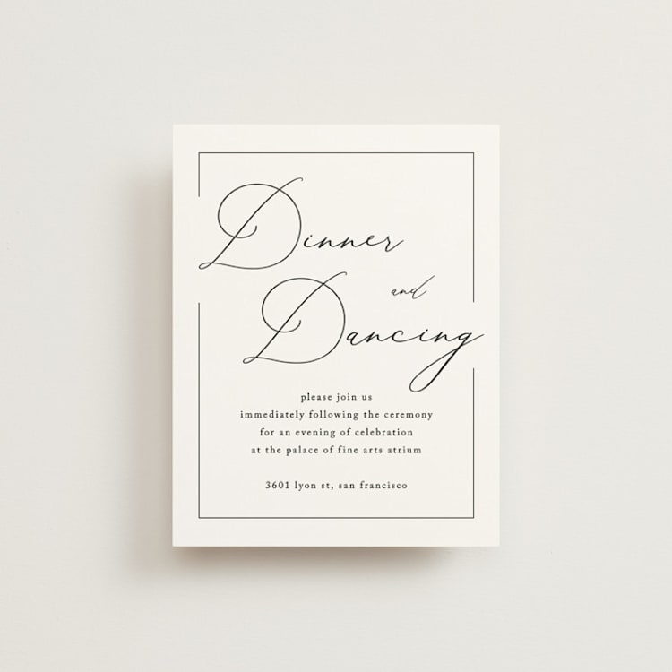 "Love Story" - Reception Cards in Alabaster by Liz Conley - Front
