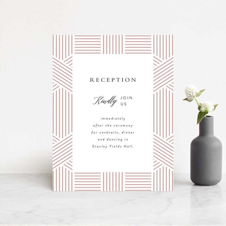 "Tara" - Reception Cards in Blush by Kampai Designs - Front