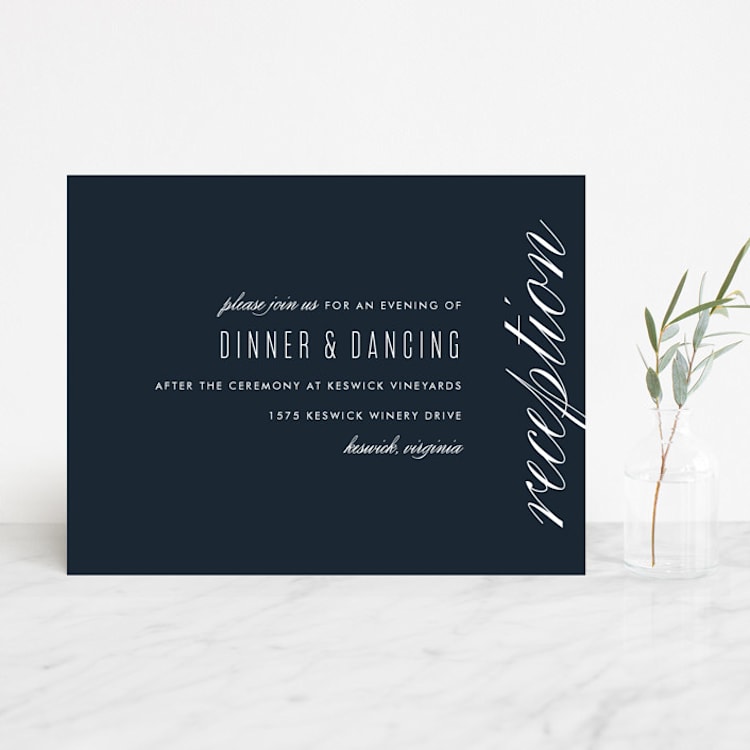 "Swoop" - Reception Cards in Midnight by Jen Banks - Front