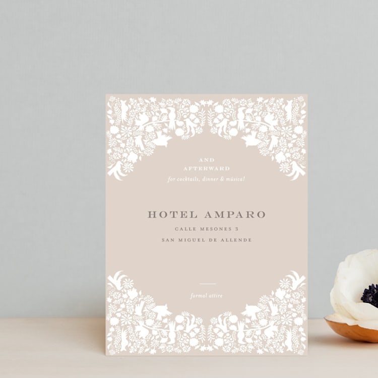 "Hacienda" - Reception Cards in Stone by Lagniappe Paper - Front