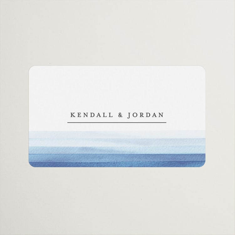 "Watercolour Stripe" - Rehearsal Dinner Favor Stickers in Azure by Bethan - Front